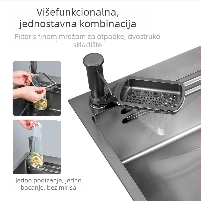 Dozator sapuna s produženim cijevi za kuhinju (Veliki kapacitet, ručni pritisak, ABS, moderni minimalistički stil, Hongfeng)