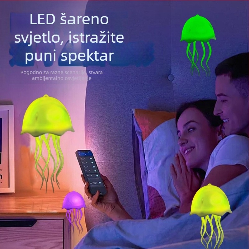 Nova RGB lampa u obliku meduze za ambijentalno osvjetljenje, kreativna noćna lampica sa glasovnim upravljanjem, dinamička meduza za noćni stol