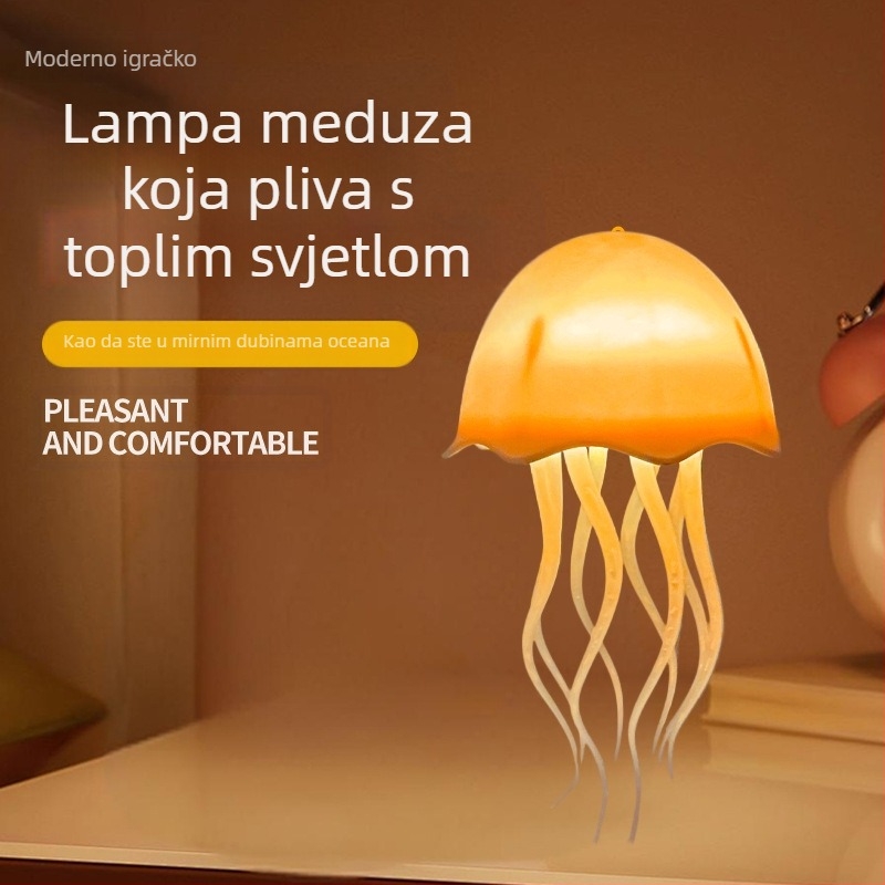 Nova RGB lampa u obliku meduze za ambijentalno osvjetljenje, kreativna noćna lampica sa glasovnim upravljanjem, dinamička meduza za noćni stol