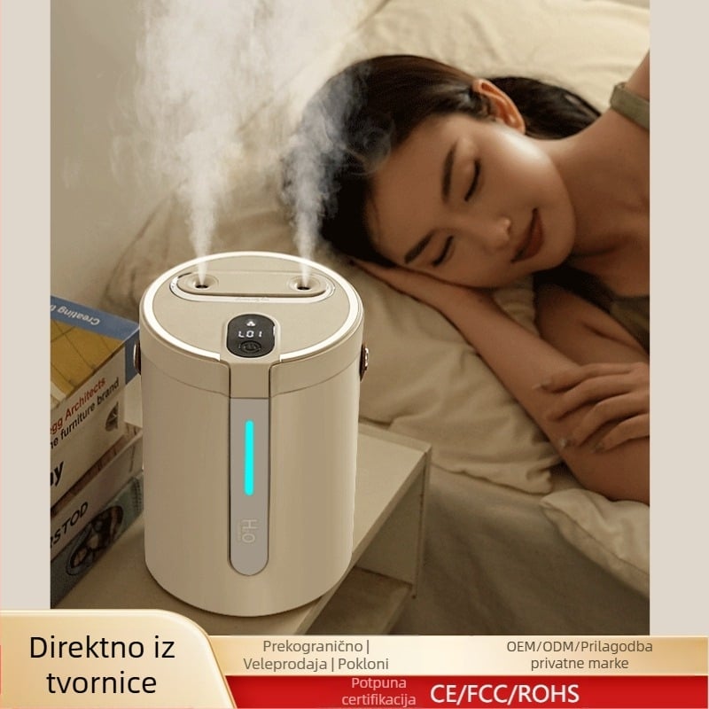 Kućni ovlaživač zraka s velikim raspršivanjem magle, za spavaću sobu, digitalni zaslon, USB prijenosni, stolni ovlaživač s velikim kapacitetom