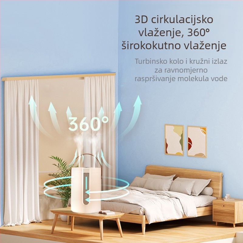 Kućni ovlaživač zraka s velikim raspršivanjem magle, za spavaću sobu, digitalni zaslon, USB prijenosni, stolni ovlaživač s velikim kapacitetom