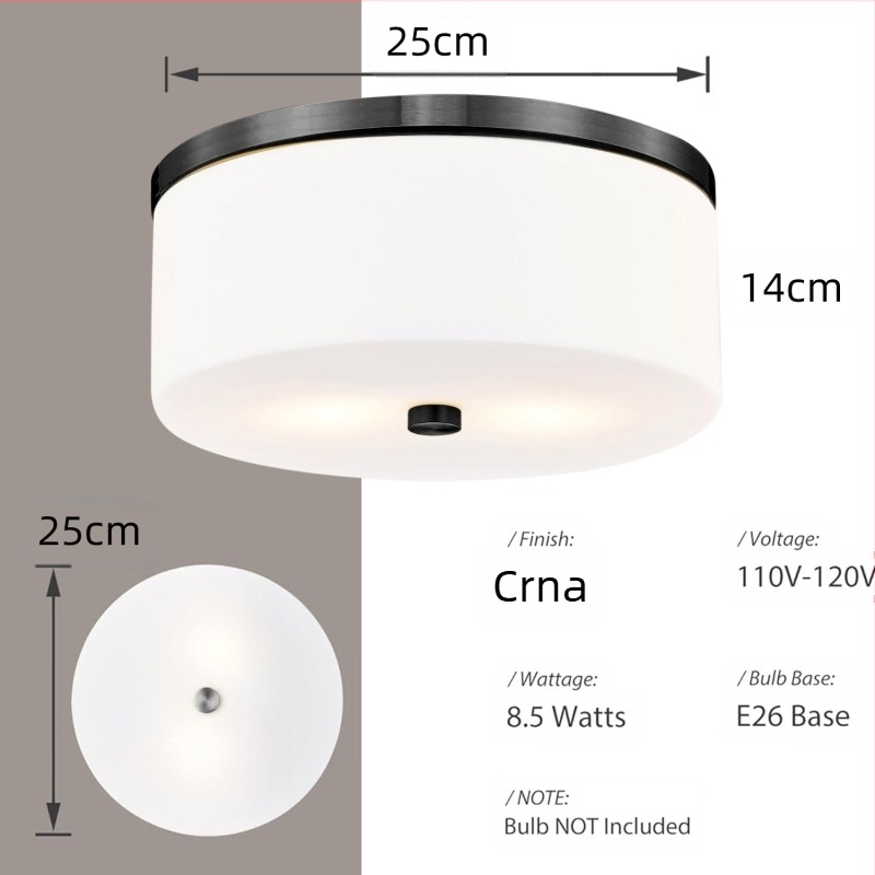 LED stropna svjetiljka 110V, metalno tijelo, platneno sjenilo, pokriće 5–10 m², pogodna za dnevni boravak i spavaću sobu