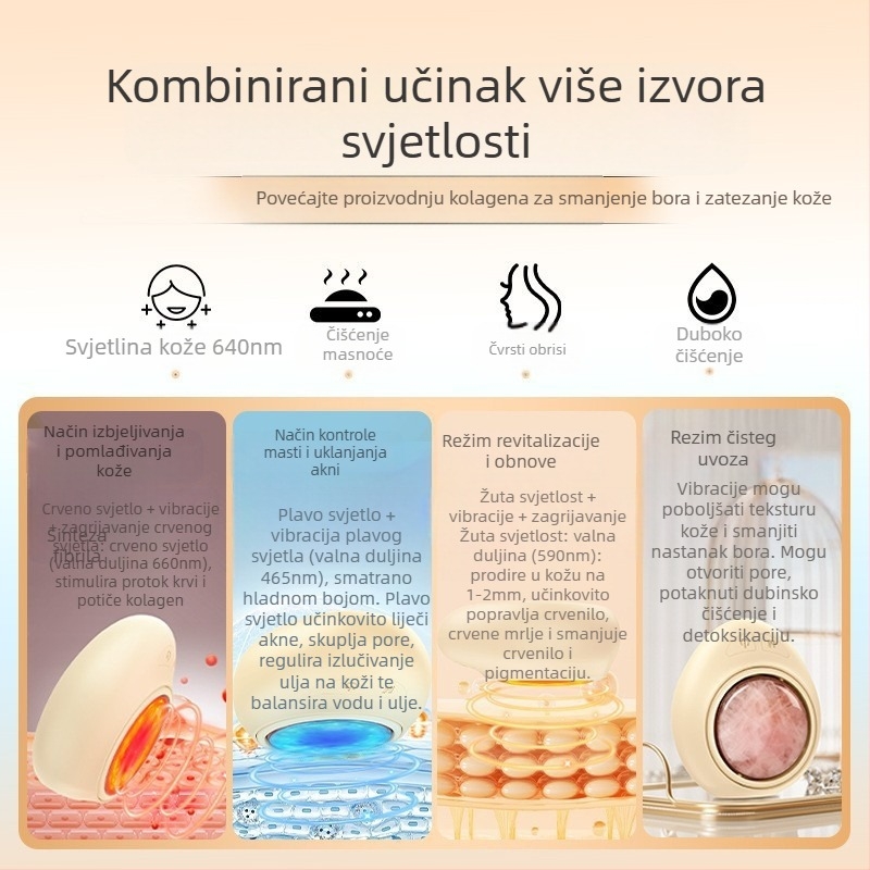 Uređaj za njegu ljepote — Jade masažer za lice, Prijenosni, kućna upotreba, IPX6 vodootpornost, Ugrađena baterija 800–1000mAh, izbjeljivanje, hidratacija, obnova kože, bojno svjetlo