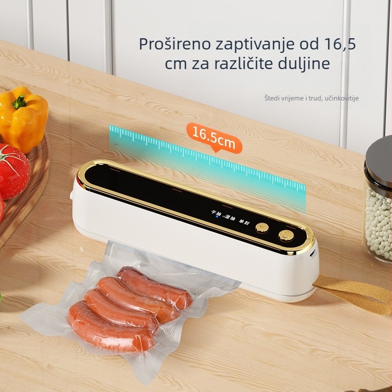Bežična ručna mašina za vakuumsko zatvaranje hrane — kućna upotreba, 40W, 7,4V, punjenje, plastično kućište, kapacitet ispod 500 ml