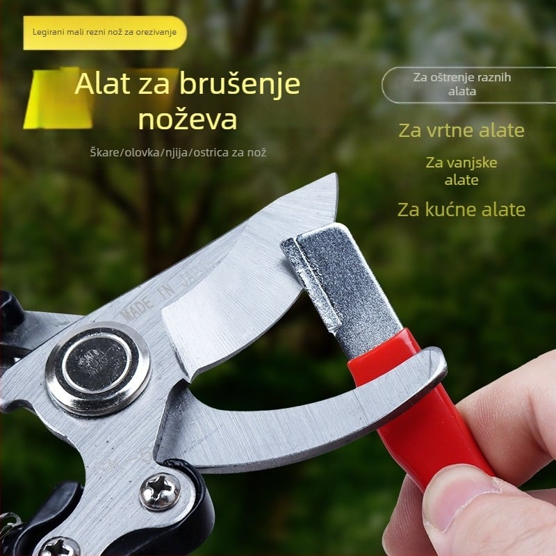 Prijenosni vanjski oštrač za vrtne škare i nože — cementirani karbid, dvostrano namjenski brusni kamen, prilagodljivo obrađivanje
