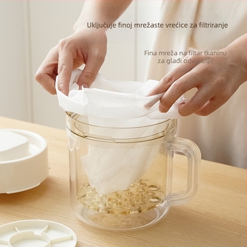 Ručno okrugli filtr za jogurt i odvajač surutke – kućna uporaba, ekstra velika kapaciteta, bez električne energije, 3 komada netkanih vrećica, materijali: PP/PS/ABS, opružni od nehrđajućeg čelika 201