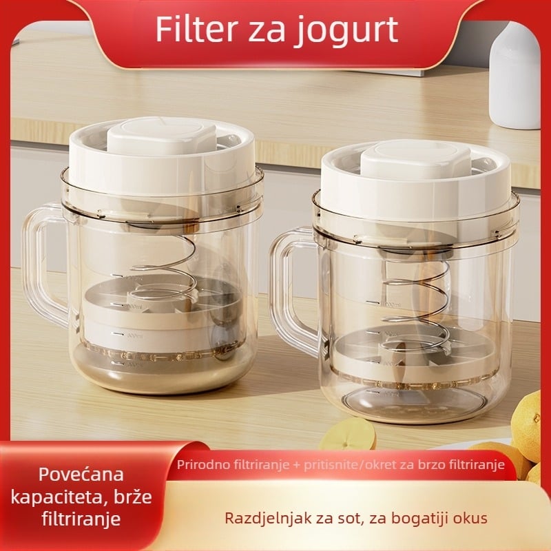 Ručno okrugli filtr za jogurt i odvajač surutke – kućna uporaba, ekstra velika kapaciteta, bez električne energije, 3 komada netkanih vrećica, materijali: PP/PS/ABS, opružni od nehrđajućeg čelika 201