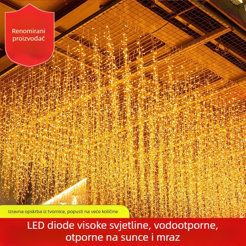 Solarna 24V vanjska vodootporna LED svjetla – šarene ledene trake, svjetla slapova, zavjese i visiće resice LED (200 LEDs)