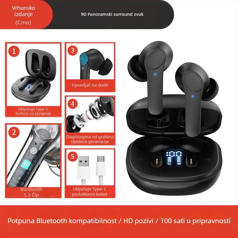 Bežične Bluetooth slušalice B11 s ANC, IPX4, Bluetooth 5.0, stereo, do 4 sati rada
