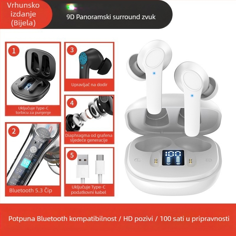 Bežične Bluetooth slušalice B11 s ANC, IPX4, Bluetooth 5.0, stereo, do 4 sati rada
