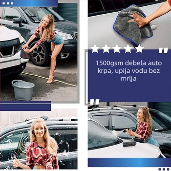 Krpa za pranje automobila od coral fleecea, dvostrana, upijajuća, 1200 gsm