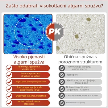 Meiluo Jie Debela spužva za pranje automobila s visokim pjenjem – veliki blok s mrežastim uzorkom od morske alge za čišćenje auta