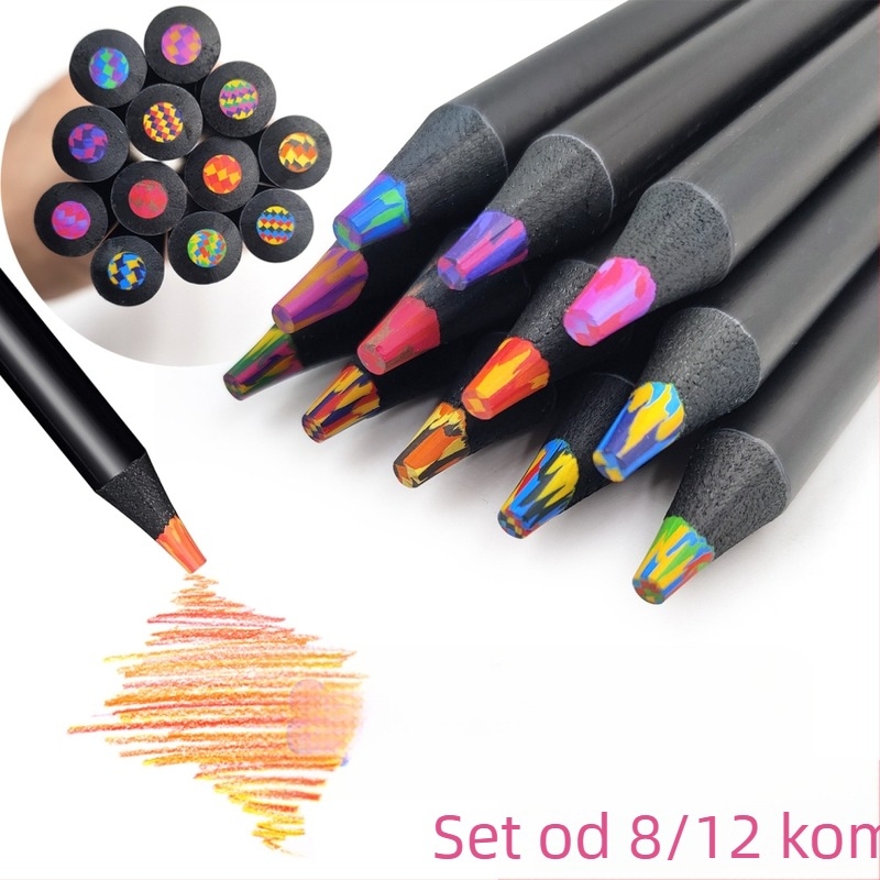 Drveni Rainbow set bojica, 12 boja, kreativan alat za crtanje (Kućište: drveno; Marka: Bez marke; Tip: Drugo)