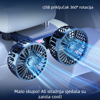 Zadnji automobilni ventilator s dvije glave, 20W, ABS, hlađenje