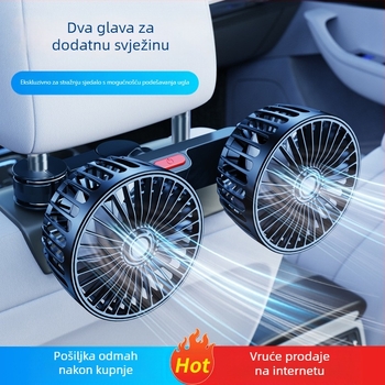 Zadnji automobilni ventilator s dvije glave, 20W, ABS, hlađenje