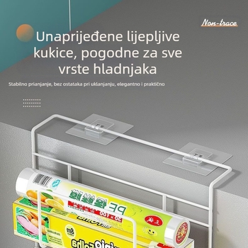 Bočni stalak za hladnjak – od ugljičnog čelika, bez ugradnje, za kuhinjske salvete, foliju i začine