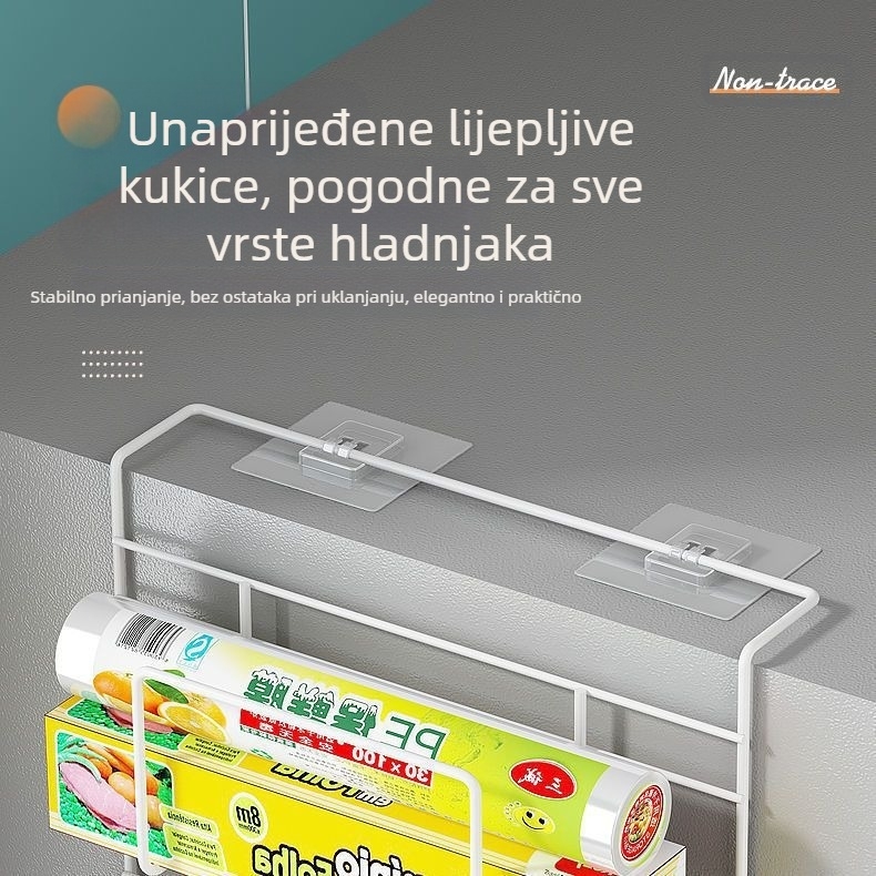Bočni stalak za hladnjak – od ugljičnog čelika, bez ugradnje, za kuhinjske salvete, foliju i začine