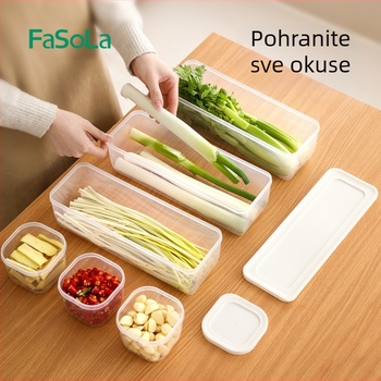 FaSoLa Duga Kutija za Skladištenje s Poklopcem – Polietilen i Polipropilen, Kuhinjski Organizator Za Začine, Voće i Povrće
