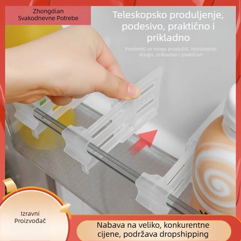 Podešiva klip za odjeljak hladnjaka za bočna vrata, plastični, kuka-montaža, jednostavan i moderan dizajn, višeslojno skladištenje (više od 8 slojeva)