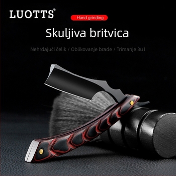 LUOTTS Salon alat za kosu - Dvostruka oštrica glave, nehrđajući čelik, sklopiva oštrica za kosu, neto 60 g, privatna oznaka je na raspolaganju, prilagođeni logotip