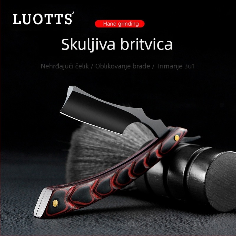 LUOTTS Salon alat za kosu - Dvostruka oštrica glave, nehrđajući čelik, sklopiva oštrica za kosu, neto 60 g, privatna oznaka je na raspolaganju, prilagođeni logotip