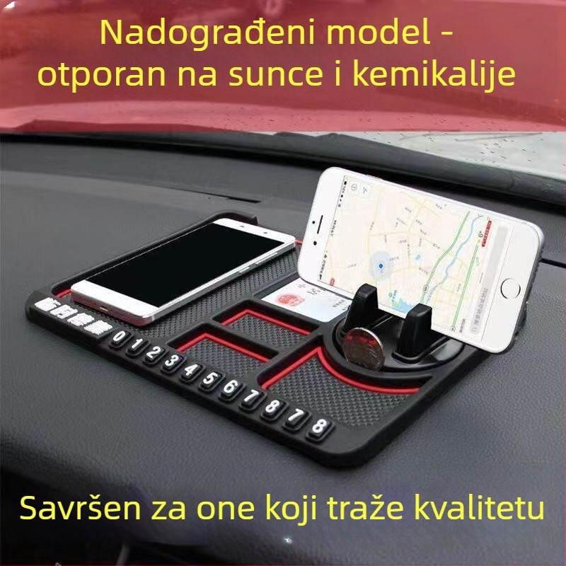 Višenamjenska silikon‑protuklizna podloga za ploču automobila s držačem za telefon i prostorom za pohranu