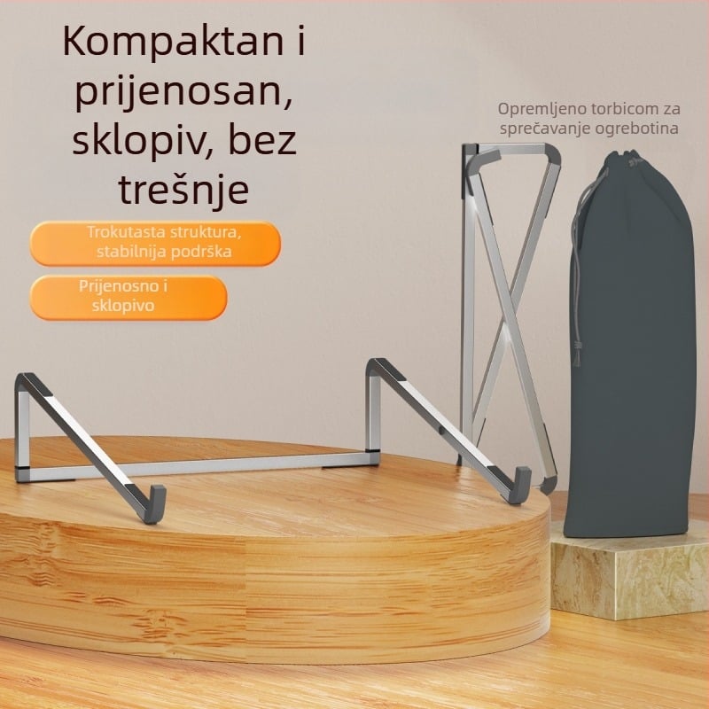 Sklopivi stolni stalak od aluminijske legure za notebook i tablet s podizanjem i hlađenjem