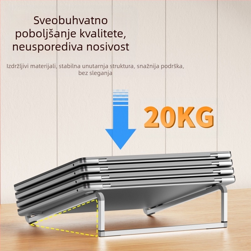 Sklopivi stolni stalak od aluminijske legure za notebook i tablet s podizanjem i hlađenjem