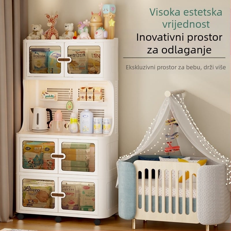 Zidni ormar za skladištenje majki i beba sa stolom za hranjenje, model 9614, materijal polipropilen (PP), stil light luxury