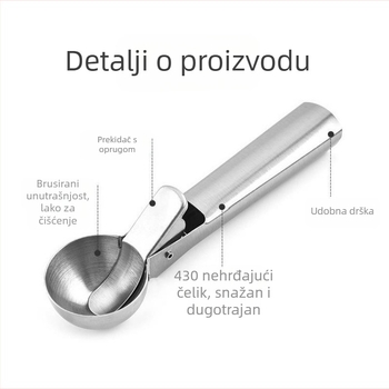 Nerđajući čelik kašika za sladoled za odrasle, moderni minimalistički dizajn, mogućnost prilagođavanja