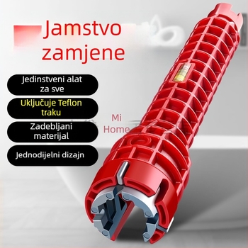Ključ za cijevi za umivaonik, S2 alatni čelik, plastični premaz, za ugradnju slavina i kutnih ventila