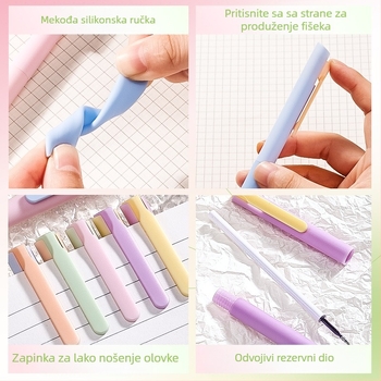 Set od pet gel pera Macaron serije u vintage stilu, plastično kućište, materijal vrha: druge materijale, neizbrisivo