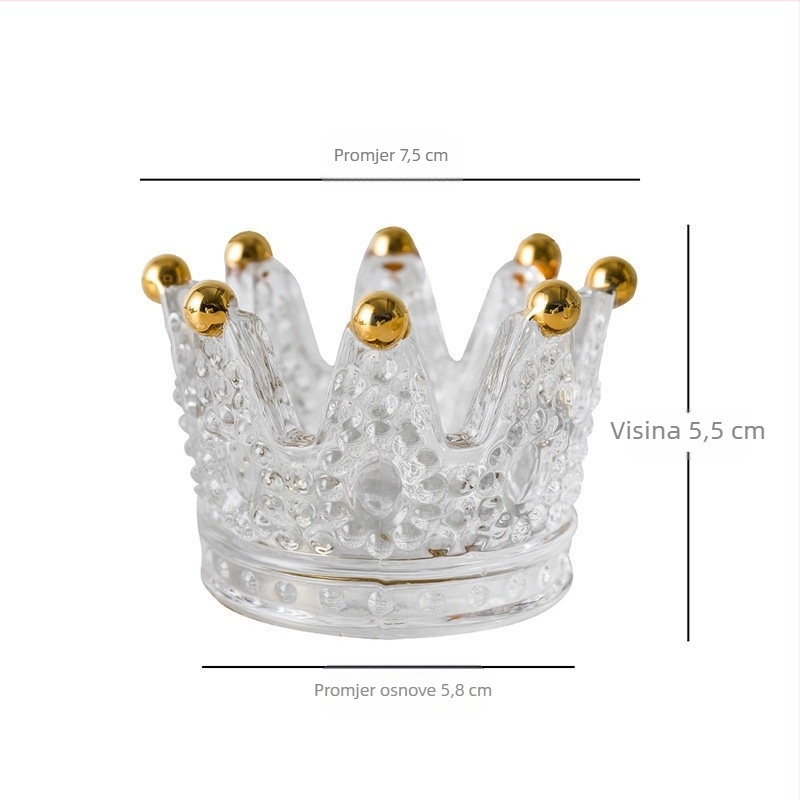 Popolnjak od kristalnog stakla i držač za svijeće, nordijski stil Crown dizajn, Hongxiao, podrijetlo Qixian County