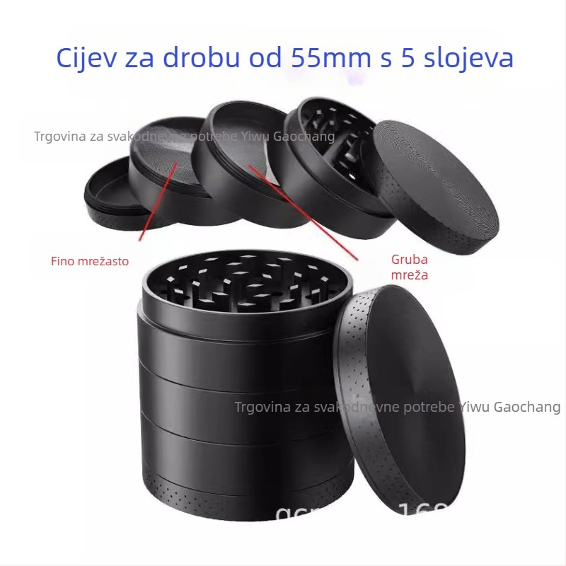 Mlinac za cigarete, 5-dijelni, cinkova legura, set kućnih gadgeta, s logom, izlazak proljeće 2013