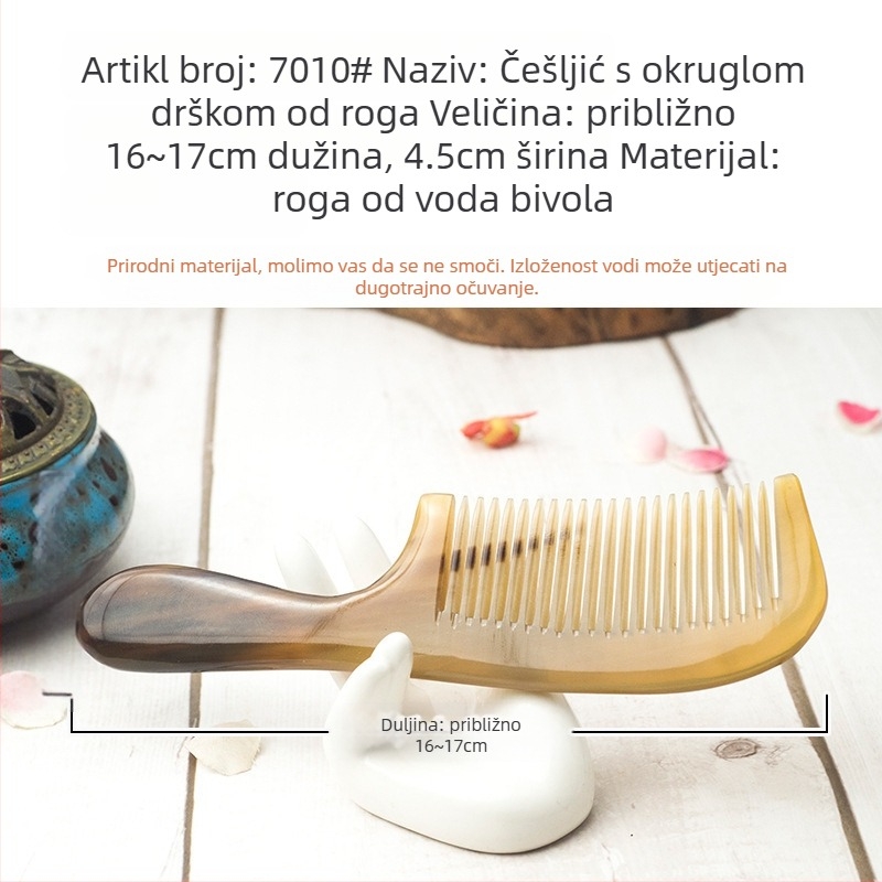 Četka za masiranje od roga s vrhom, prirodna njega kose, drška Xing Da Craft
