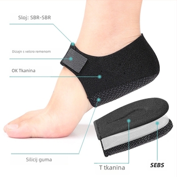 Pokrov pete s Velcro-om – mekan otporan na habanje, prilagodljiv grijač pete, silikon protiv klizanja, jastučić za petu (Model 068)