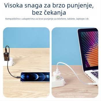 5-u-1 brzi punjač stanica s izlazom 60W, USB-C/Lightning/Micro USB priključci, PVC kućište