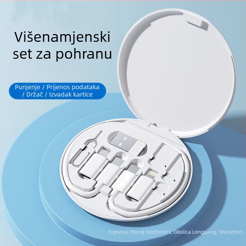 5-u-1 brzi punjač stanica s izlazom 60W, USB-C/Lightning/Micro USB priključci, PVC kućište