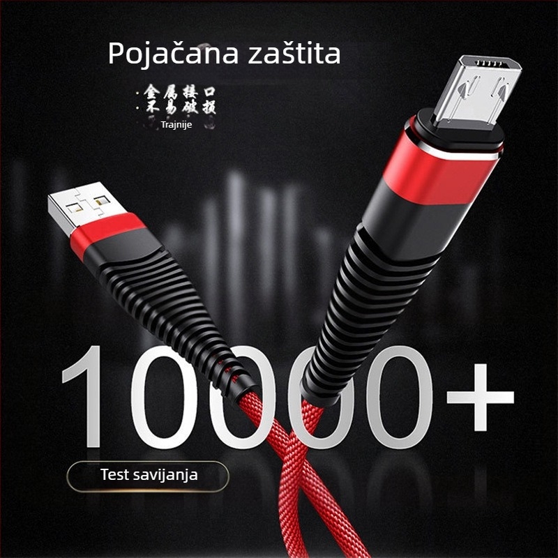Kabel za podatke s platnenim pletenjem u motivu morske vile, duljina 1 m, brzo punjenje, USB-C / Lightning / Micro USB