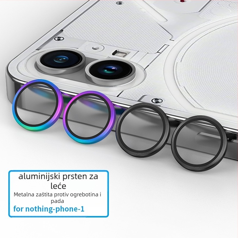 Zaštitni film za leću Nothing Phone 1 — ogledni završetak, otporan na ogrebotine, materijal: kaljeno staklo od aluminijske legure, postupak: mašinska obrada
