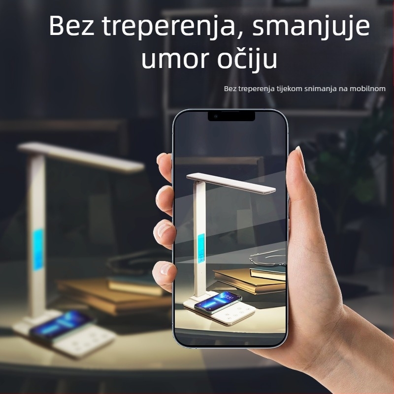 Sklopiva USB-napajana stolna lampa s 15W bežičnim punjenjem, moderni minimalističko studijsko osvjetljenje, dodirna kontrola, inteligentno osvjetljenje