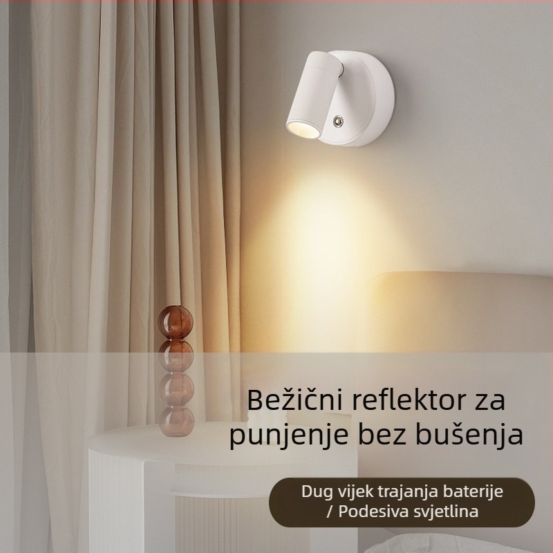 USB punjiva zidna svjetiljka s magnetskim COB spotom, bežični dizajn, LED rasvjeta za spavaću sobu i dekoriranje zida