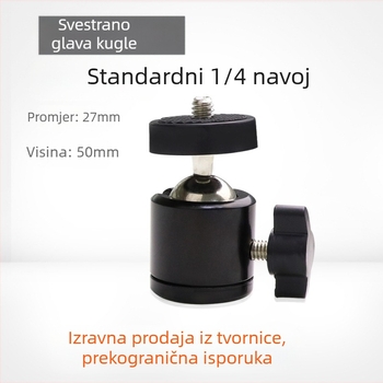 Metalni mali pan-tilt stativ s kugličnom glavom, univerzalni 1/4 inčni navoj, prijenosni fotografski pribor