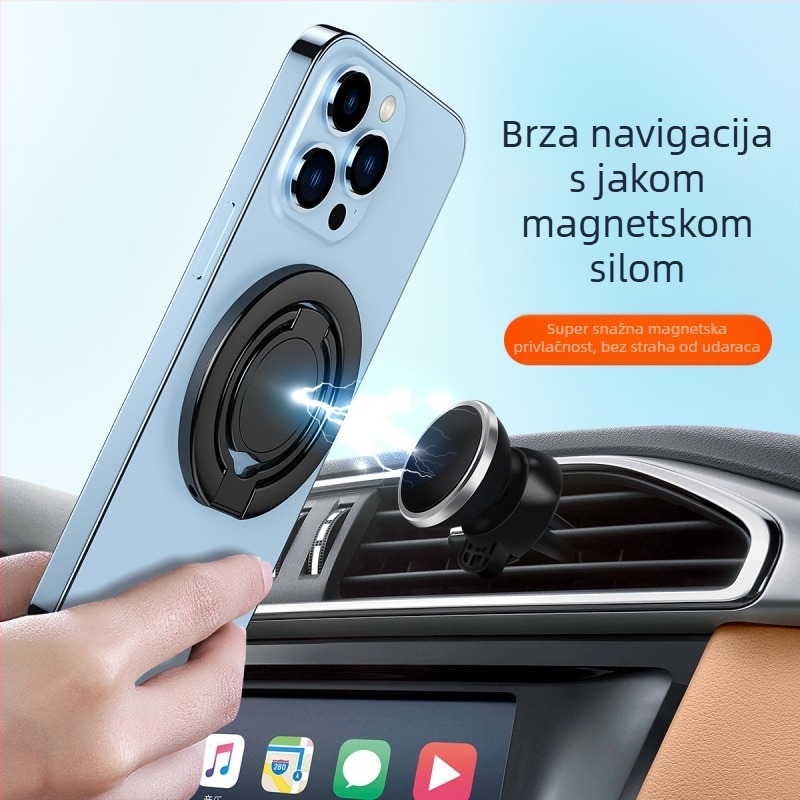 Držač prstena za mobitel, elektroplatirani magnetski spoj, sklopiva i okretna konstrukcija, kompatibilan s Apple