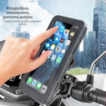 Držač za telefon za električna vozila, vodootporno kućište, dodirni zaslon, punjivi, ABS nosač