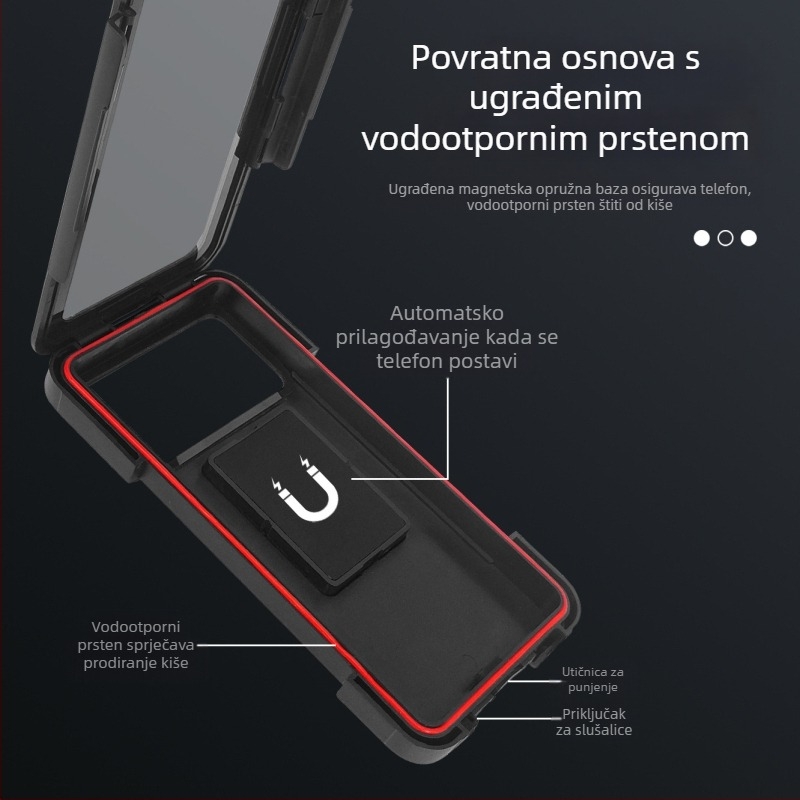 Držač za telefon za električna vozila, vodootporno kućište, dodirni zaslon, punjivi, ABS nosač