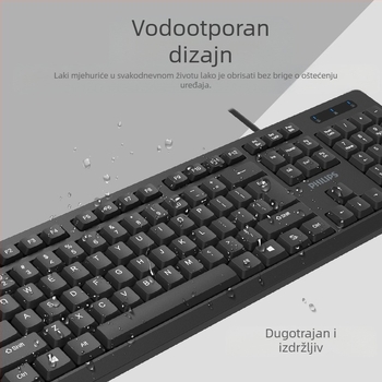 Philips SPT6234 K234 USB žičana gaming tipkovnica s držačem zapešća (104 tipki, dužina kabela 1,2 m, vodootporna, težina 0,5 kg)