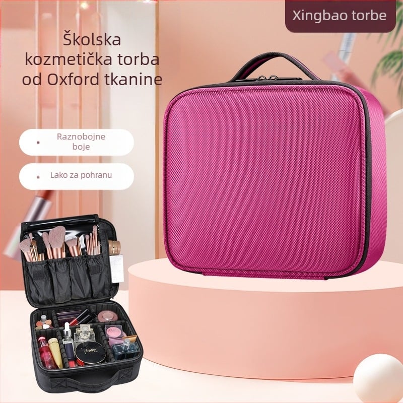 Mini dvostruka torbica za šminku od Oxford platna sa pregradom, prenosiva unisex kozmetička torba