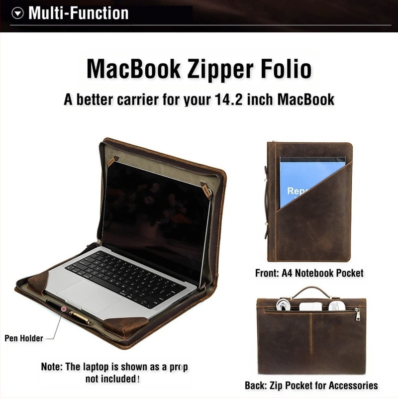 Torba za računalo od prave kože, kompatibilna s MacBook Air i drugim prijenosnicima