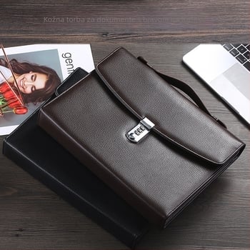 Kožna A4 torba za dokumente s šifriranim zaključavanjem, KC Password Briefcase (Dolby model), s jednim kopčom, debljina ploče 0.5 mm